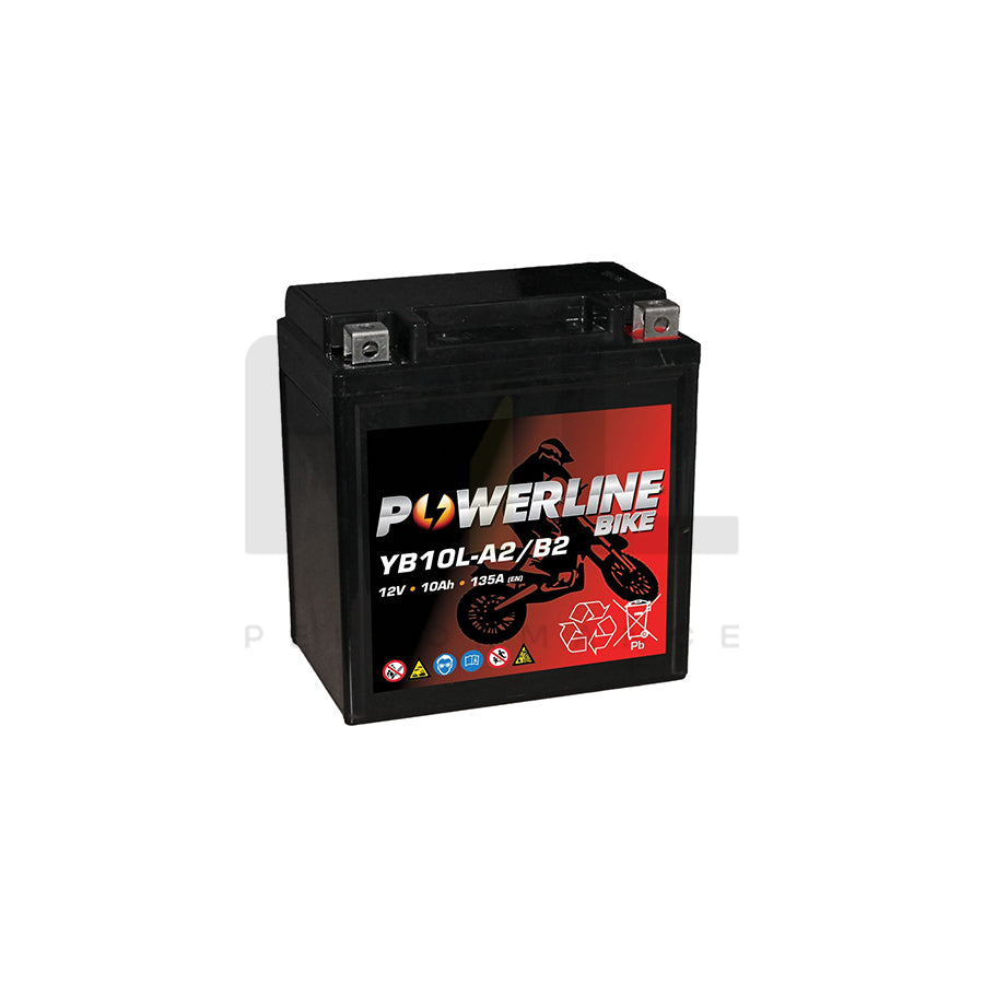 YB10L-A2 AGM Powerline Motorcycle Battery 12V 10Ah YB10LA2 | Car Batteries UK | ML Performance Car Parts