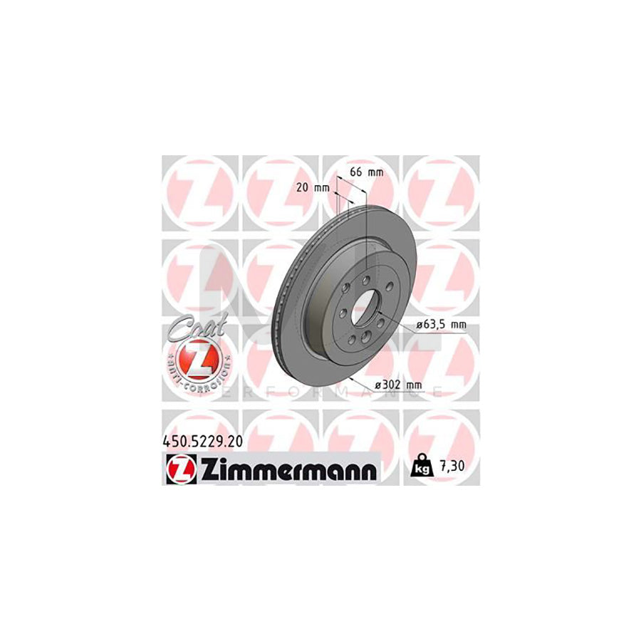 ZIMMERMANN 450.5229.20 Brake Disc for LAND ROVER Freelander 2 Off-Road (L359) Internally Vented, Coated, High-carbon | ML Performance Car Parts