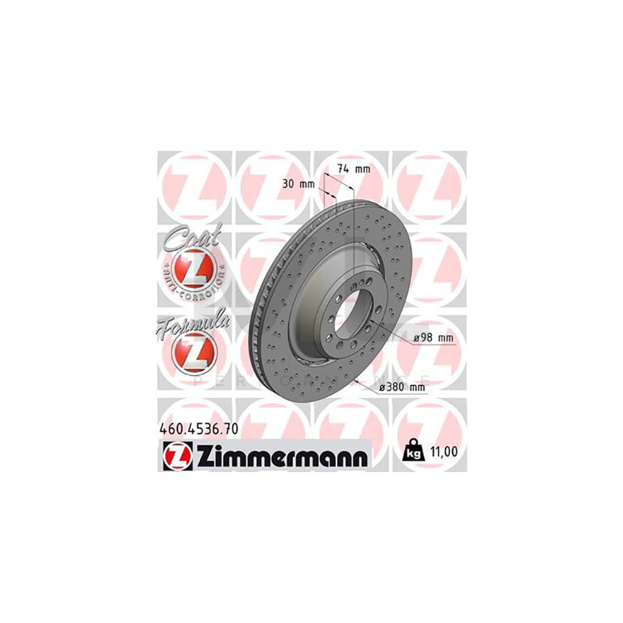 ZIMMERMANN 460.4536.70 Brake Disc Perforated, Two-piece brake disc, Vented, Coated, Alloyed / High-carbon | ML Performance Car Parts