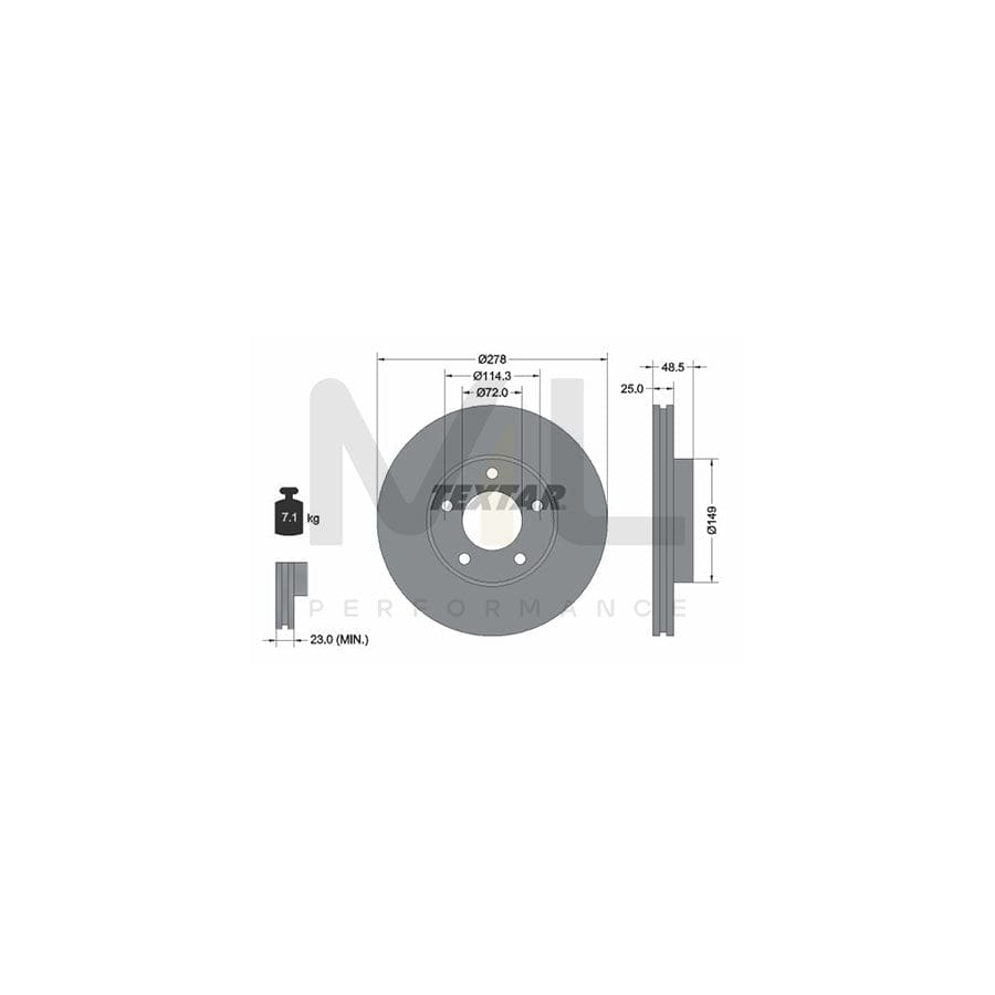 TEXTAR 92130300 Brake Disc Internally Vented, without wheel hub, without wheel studs | ML Performance Car Parts