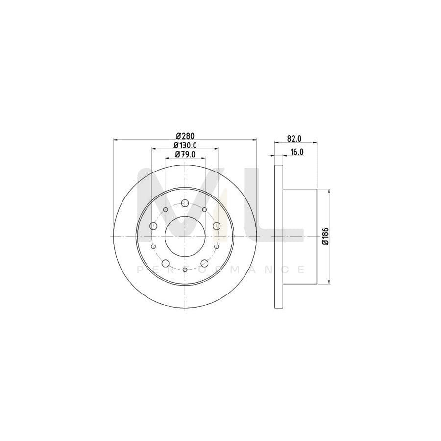 HELLA PRO 8DD 355 108-981 Brake Disc Solid, Coated, without wheel hub, without wheel studs | ML Performance Car Parts