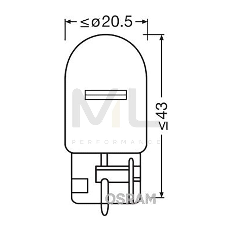 OSRAM 7505-02B Bulb, indicator 12V 21W, W21W, W3x16d | ML Performance Car Parts