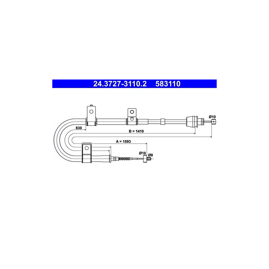 ATE 24.3727-3110.2 Hand Brake Cable For Hyundai Elantra