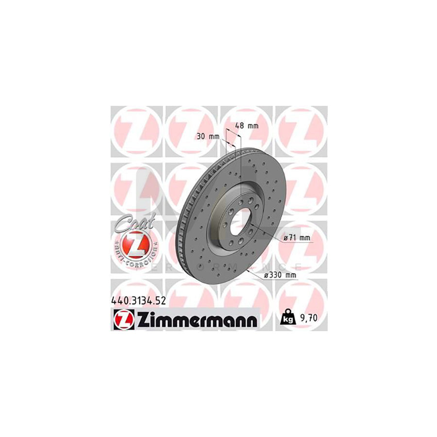 ZIMMERMANN SPORT COAT Z 440.3134.52 Brake Disc for PEUGEOT 308 Internally Vented, Perforated, Coated | ML Performance Car Parts