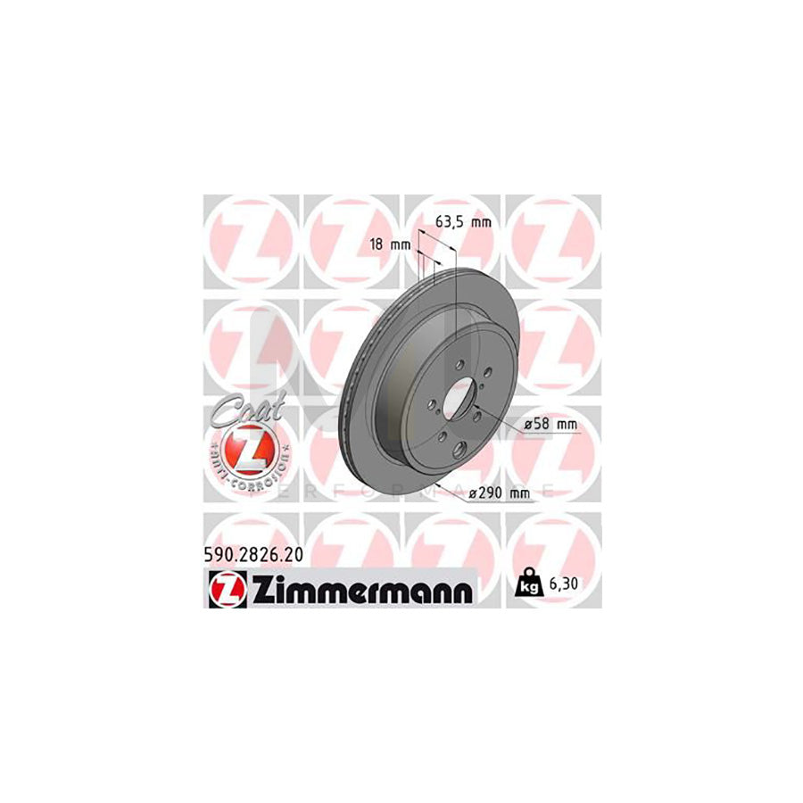 ZIMMERMANN COAT Z 590.2826.20 Brake Disc Internally Vented, Coated | ML Performance Car Parts