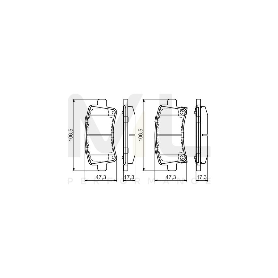 Bosch 0986495444 Brake Pad Set With Anti-Squeak Plate, With Mounting Manual BP2076 | ML Performance Car Parts