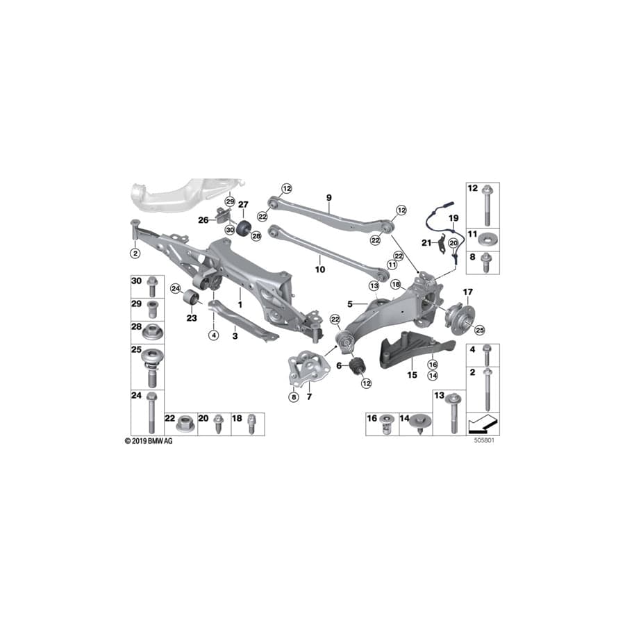 Genuine BMW Mini 33306857401 F46 F55 Screw Self-Tapping M12X1,5X125 (Inc. 116d, i3s 94Ah Rex & X1 20d) | ML Performance UK Car Parts