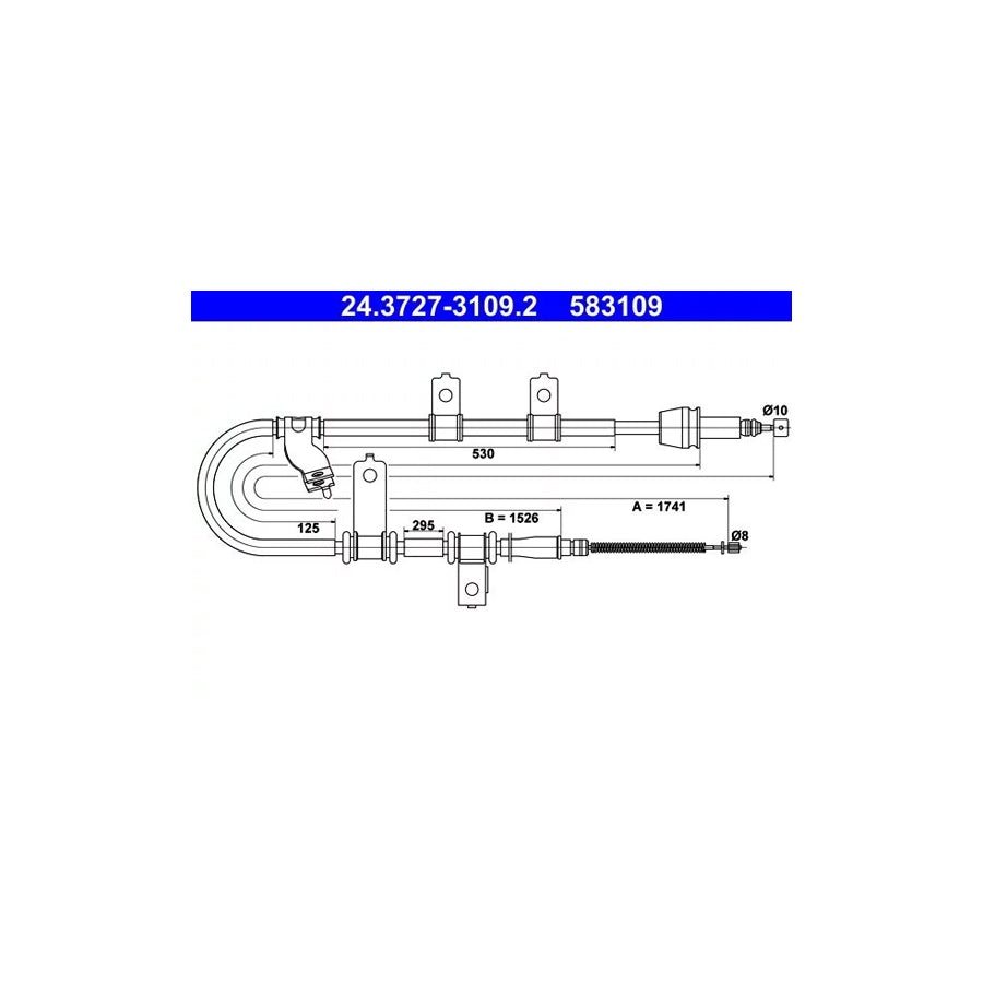 ATE 24.3727-3109.2 Hand Brake Cable For Hyundai Santa Fe I (Sm)