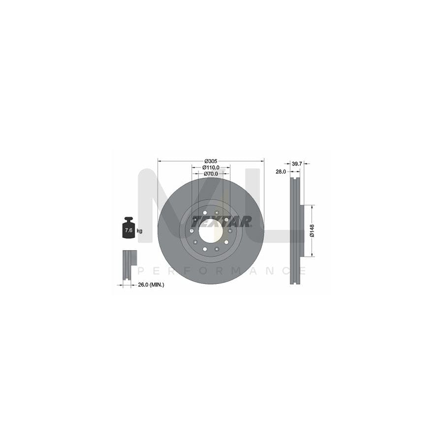 TEXTAR 92220800 Brake Disc Internally Vented, without wheel hub, without wheel studs | ML Performance Car Parts