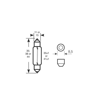 RING R239 12V 5W  C5W S8.5d 11 x 38mm Festoon (10 units ) | ML Performance