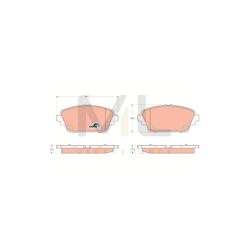 TRW Cotec Gdb3227 Brake Pad Set Not Prepared For Wear Indicator, With Brake Caliper Screws, With Accessories | ML Performance Car Parts