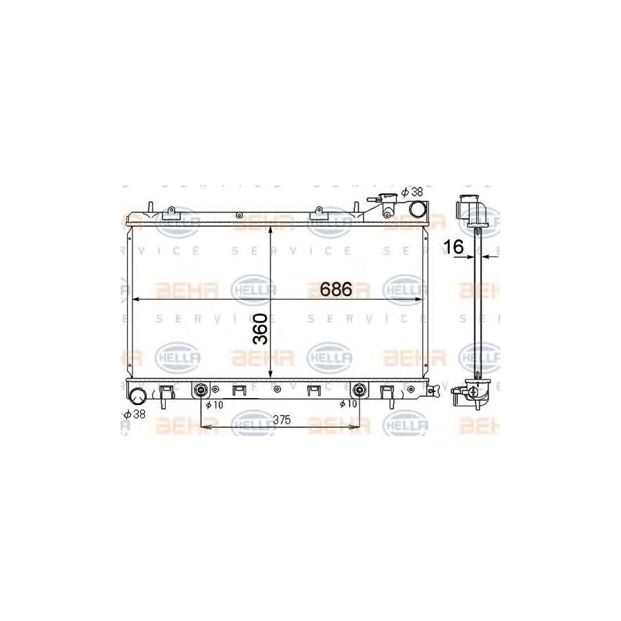 Hella 8MK 376 790-271 Engine Radiator For Subaru Forester II (SG)