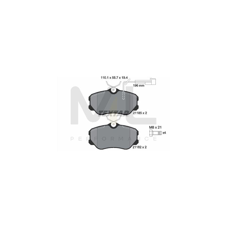 TEXTAR 2118503 Brake pad set with integrated wear warning contact, with brake caliper screws | ML Performance Car Parts