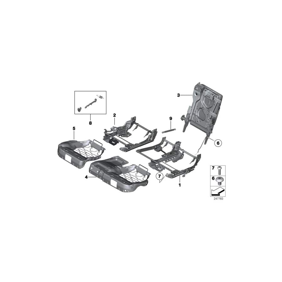 Genuine BMW 52207230144 F07 Seat Frame, Comfort Seat, Right (Inc. 550iX, 530d & 550i) | ML Performance UK Car Parts