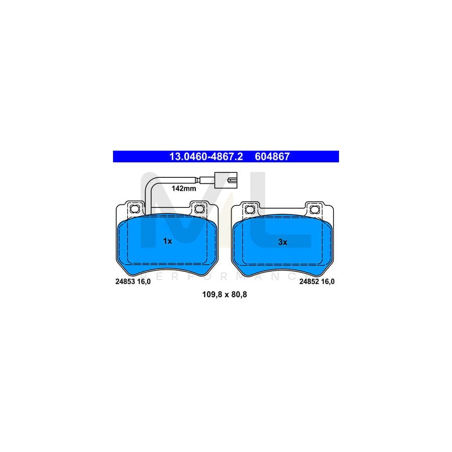 ATE 13.0460-4867.2 Brake pad set incl. wear warning contact | ML Performance Car Parts