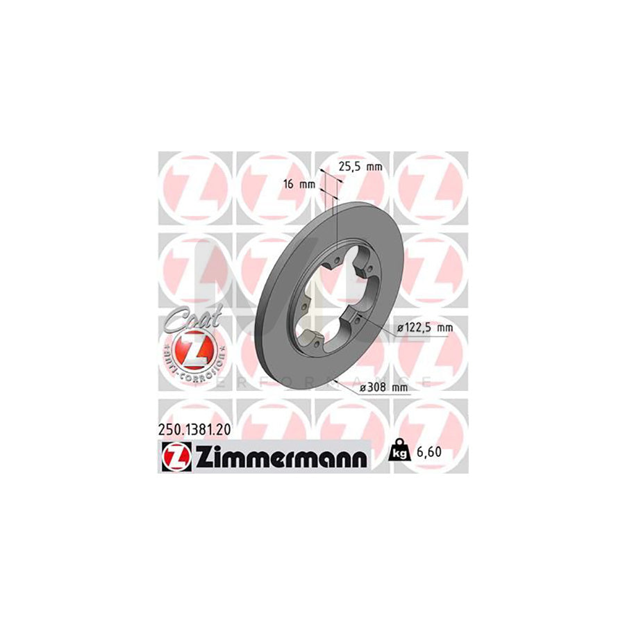 ZIMMERMANN COAT Z 250.1381.20 Brake Disc for FORD TRANSIT Solid, Coated, without ABS sensor ring | ML Performance Car Parts