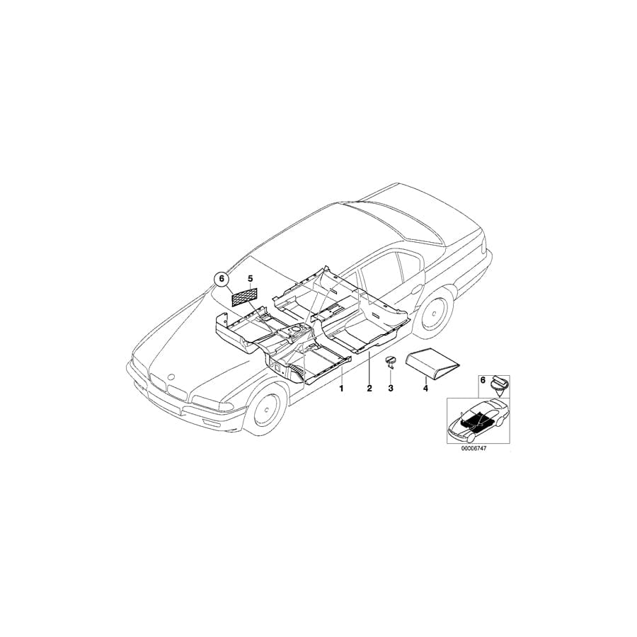 Genuine BMW 51478243355 E38 Floor Covering Rear GRAU (Inc. 750i, 740d & 740i) | ML Performance UK Car Parts