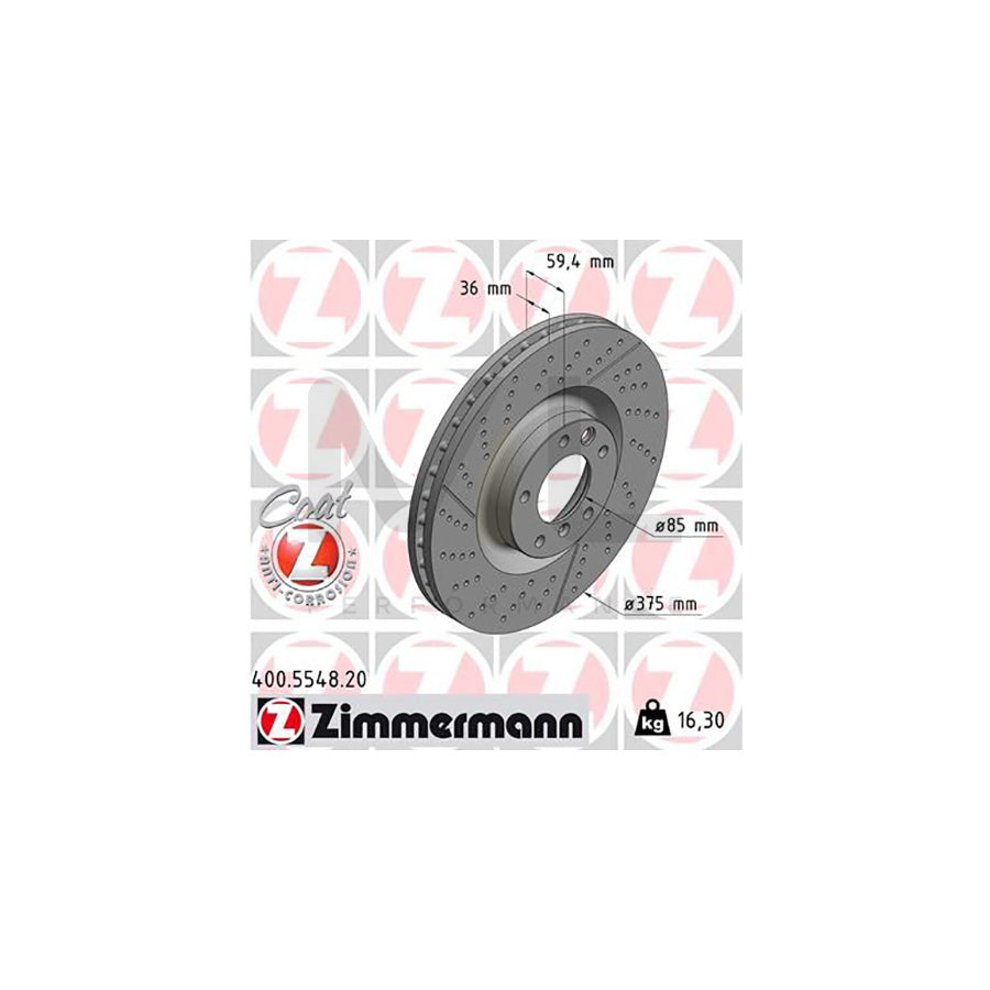 ZIMMERMANN 400.5548.20 Brake Disc suitable for MERCEDES-BENZ G-Class Off-Road (W463) Internally Vented, Slotted / Perforated, Coated, High-carbon | ML Performance Car Parts