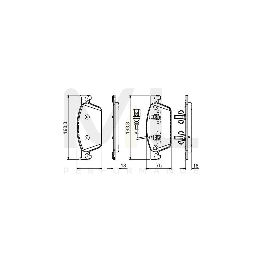 Bosch 0986Tb3163 Brake Pad Set Incl. Wear Warning Contact, With Integrated Wear Sensor  | ML Performance Car Parts