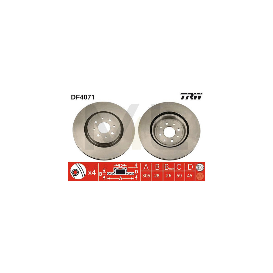 TRW DF4071 Brake Disc for FIAT Coupe (175) Vented | ML Performance Car Parts