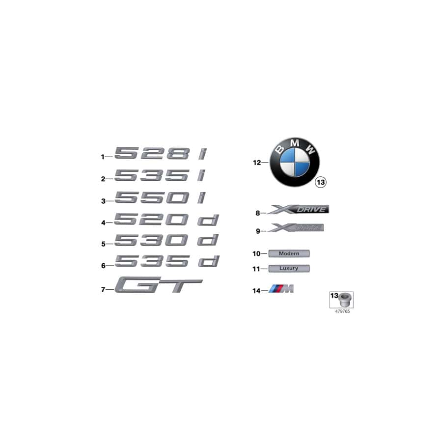 Genuine BMW 51147336450 F07 Emblem With Base (Inc. 550iX, 535dX & 535iX) | ML Performance UK Car Parts