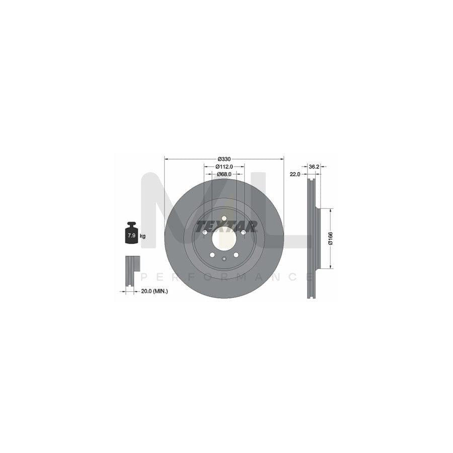 TEXTAR 92160300 Brake Disc Externally Vented, without wheel hub, without wheel studs | ML Performance Car Parts