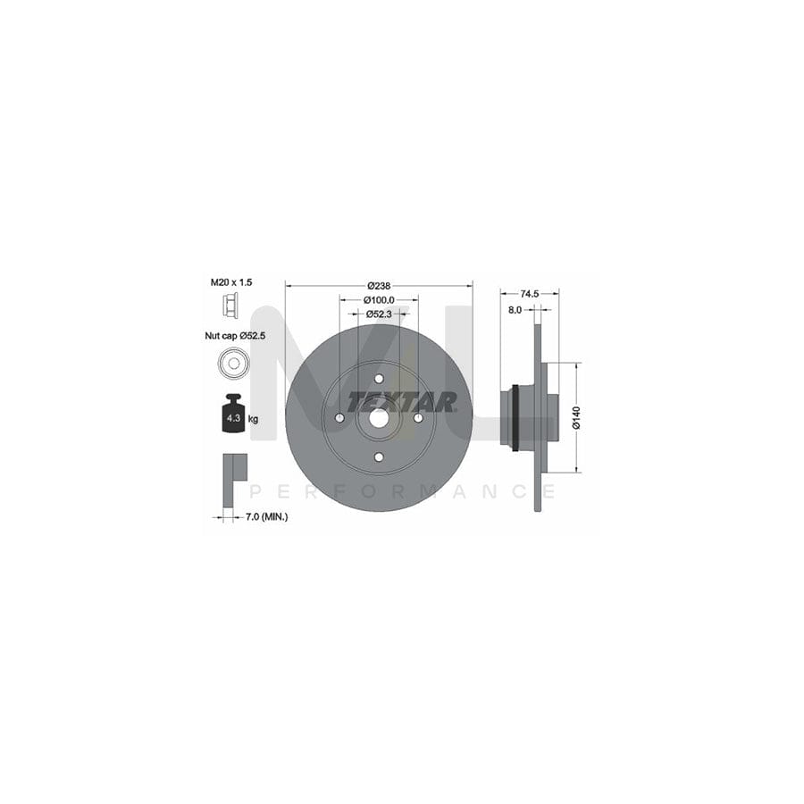 TEXTAR PRO 92154003 Brake Disc Solid, Coated, with ABS sensor ring, with wheel bearing | ML Performance Car Parts