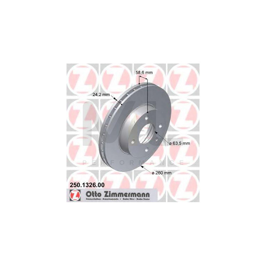 ZIMMERMANN 250.1326.00 Brake Disc Internally Vented | ML Performance Car Parts