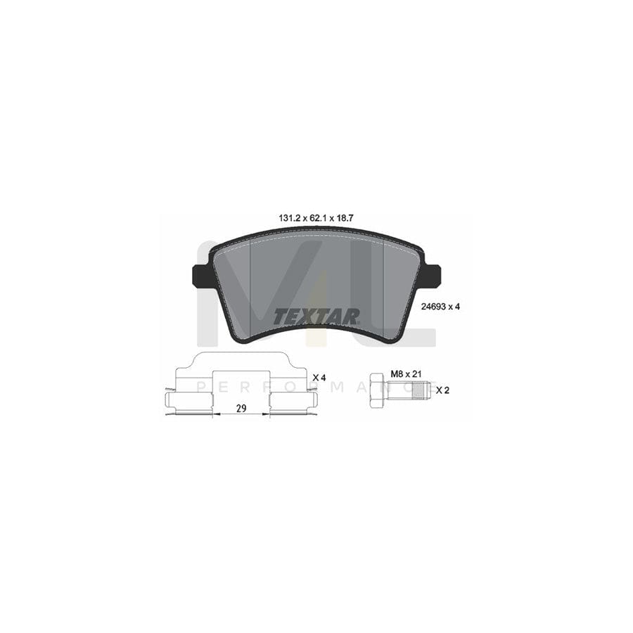TEXTAR 2469301 Brake pad set not prepared for wear indicator, with brake caliper screws, with accessories | ML Performance Car Parts