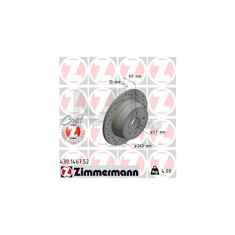 ZIMMERMANN SPORT COAT Z 430.1467.52 Brake Disc Perforated, Solid, Coated | ML Performance Car Parts