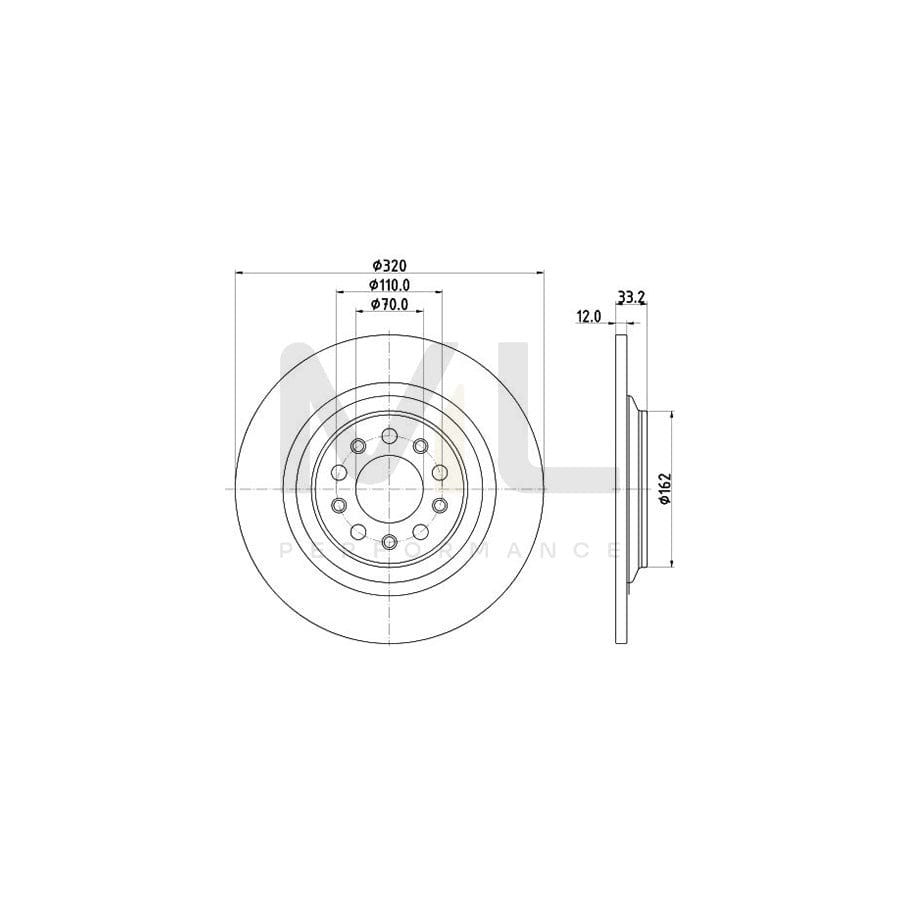 HELLA 8DD 355 132-101 Brake Disc Solid, Coated, without wheel hub | ML Performance Car Parts