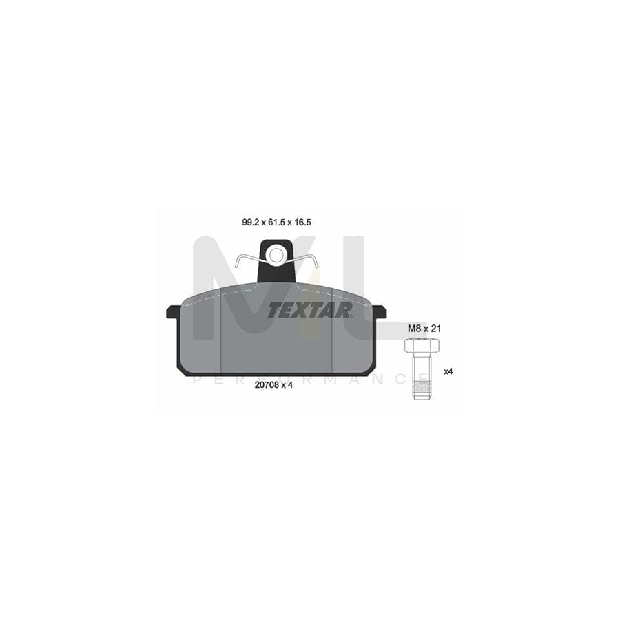 TEXTAR 2070803 Brake pad set not prepared for wear indicator, with brake caliper screws | ML Performance Car Parts