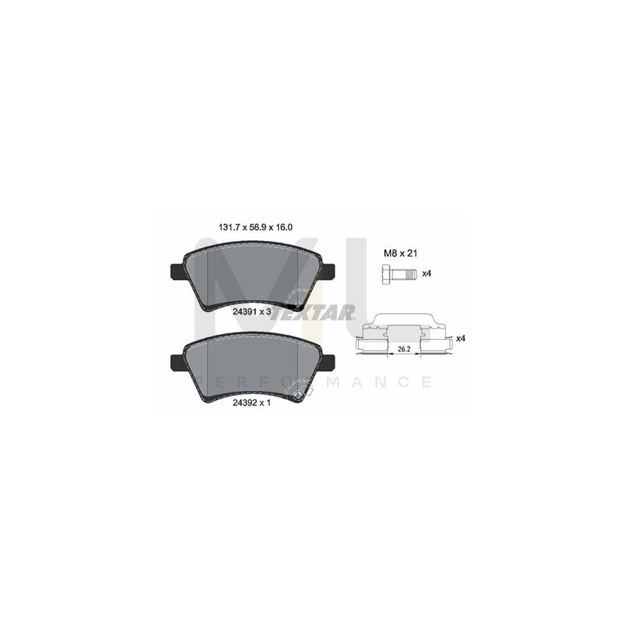 TEXTAR 2439101 Brake pad set with acoustic wear warning | ML Performance Car Parts