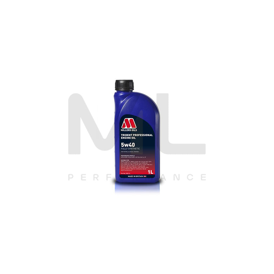 Millers Oils Trident Professional 5W-40 Fully Synthetic Engine Oil 1l | Engine Oil | ML Car Parts UK | ML Performance