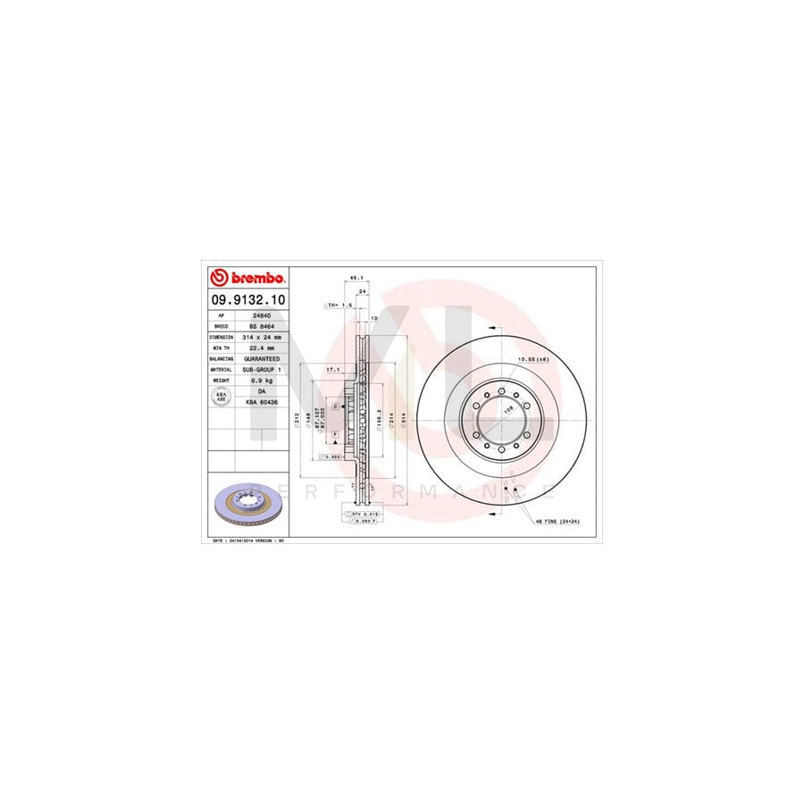 BREMBO 09.9132.10 Brake Disc Internally Vented | ML Performance Car Parts