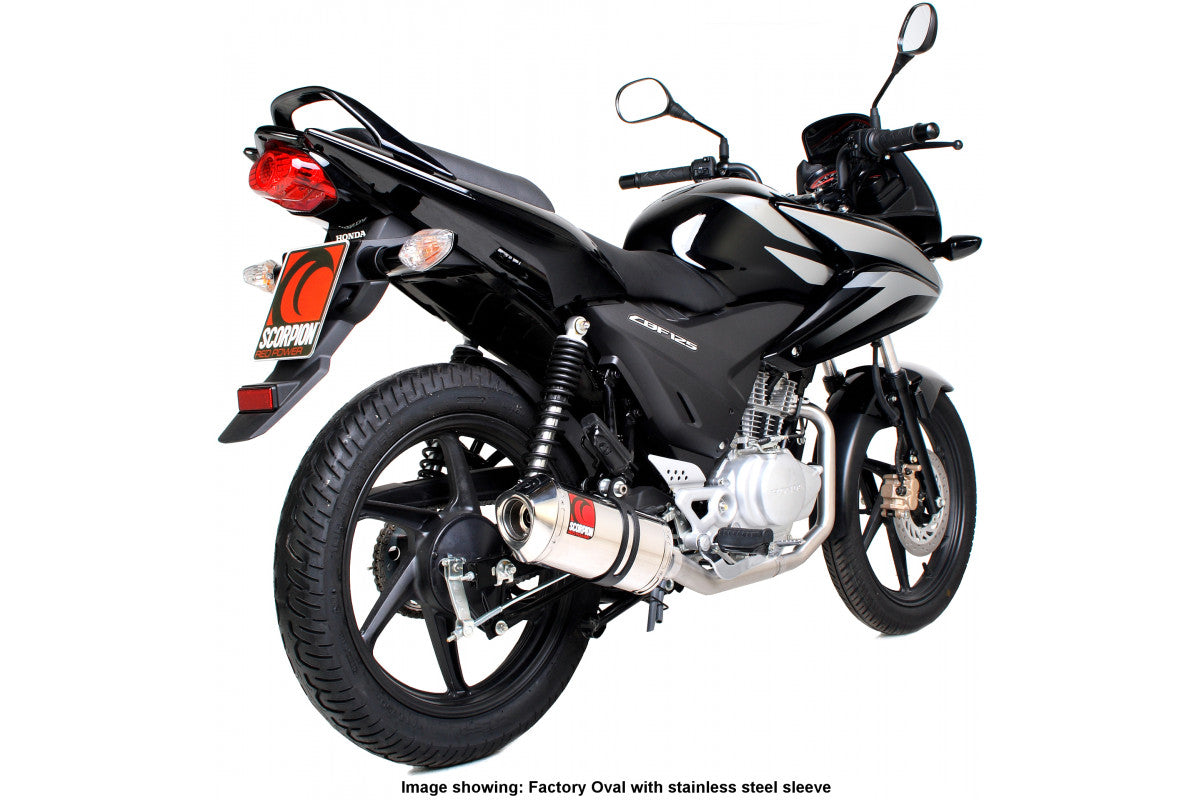 Scorpion EHA107CEO Honda CBF125  Factory Oval Full System - Carbon Fibre Sleeve | ML Performance UK UK