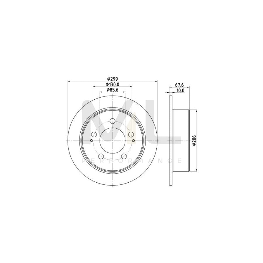 HELLA PRO 8DD 355 116-341 Brake Disc Solid, Coated, without wheel hub, without wheel studs | ML Performance Car Parts