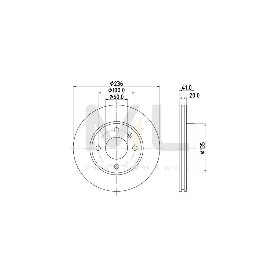 HELLA PRO 8DD 355 123-121 Brake Disc Internally Vented, Coated, without wheel hub, without wheel studs | ML Performance Car Parts