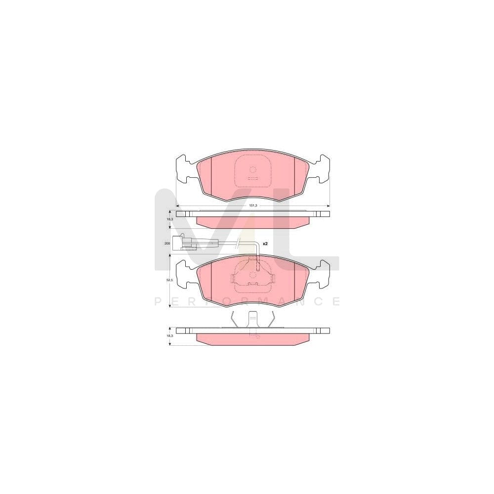 TRW Gdb1341 Brake Pad Set For Fiat Palio I Weekend (178) Incl. Wear Warning Contact | ML Performance Car Parts