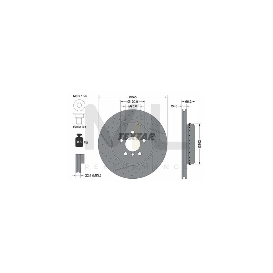 TEXTAR PRO+ 92265525 Brake Disc Drilled dimples, Internally Vented, Slotted, Two-piece brake disc, Coated, High-carbon, with bolts/screws, without wheel hub, without wheel studs | ML Performance Car Parts