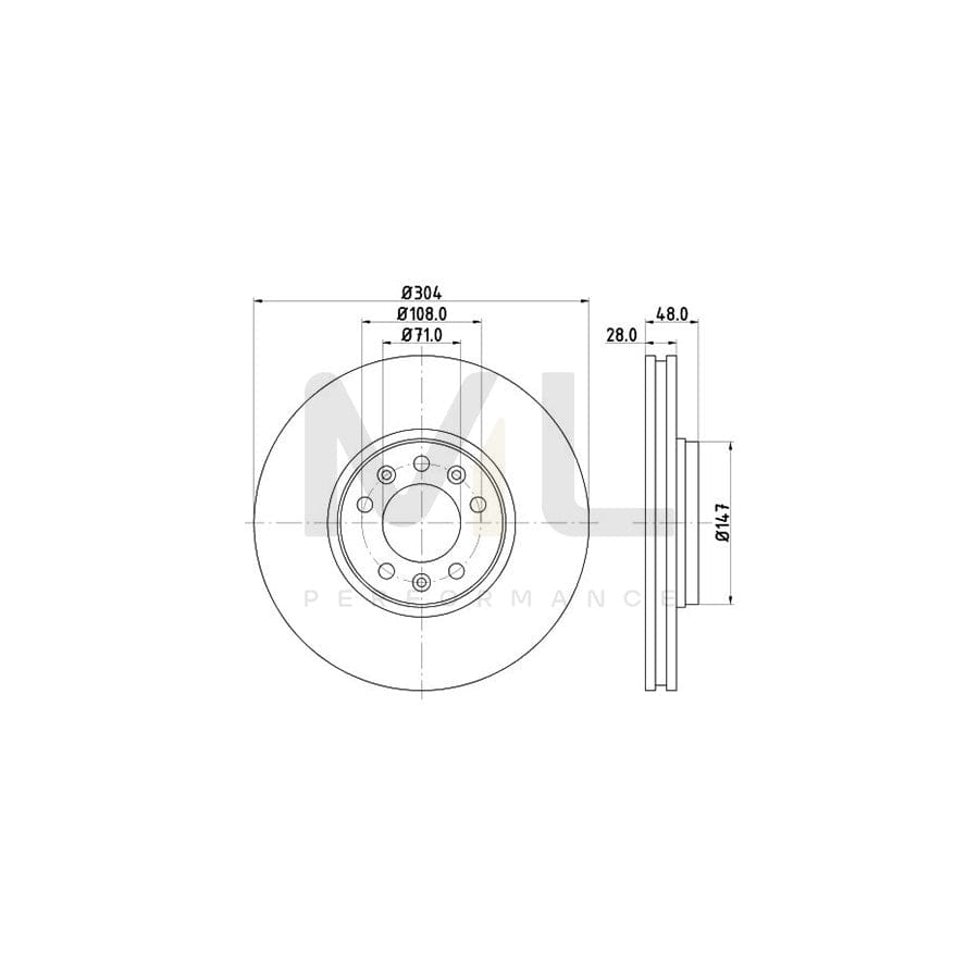 HELLA 8DD 355 113-671 Brake Disc Internally Vented, without wheel hub, without wheel studs | ML Performance Car Parts