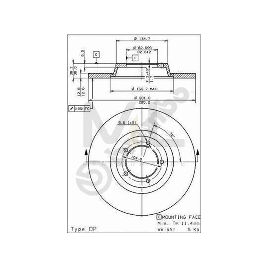 BREMBO 08.1580.10 Brake Disc for AUSTIN-HEALEY 3000 MK.III Convertible Solid | ML Performance Car Parts