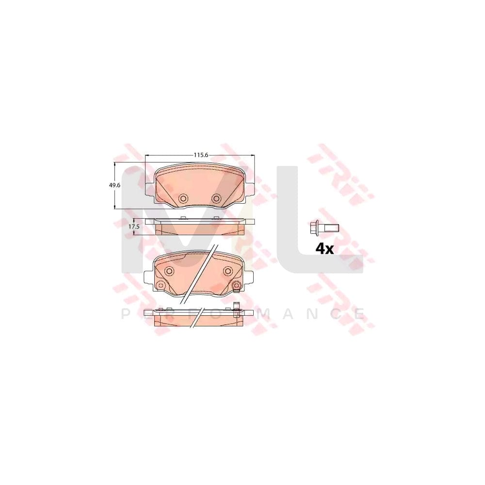 TRW Gdb2116 Brake Pad Set With Acoustic Wear Warning, With Brake Caliper Screws, With Accessories | ML Performance Car Parts