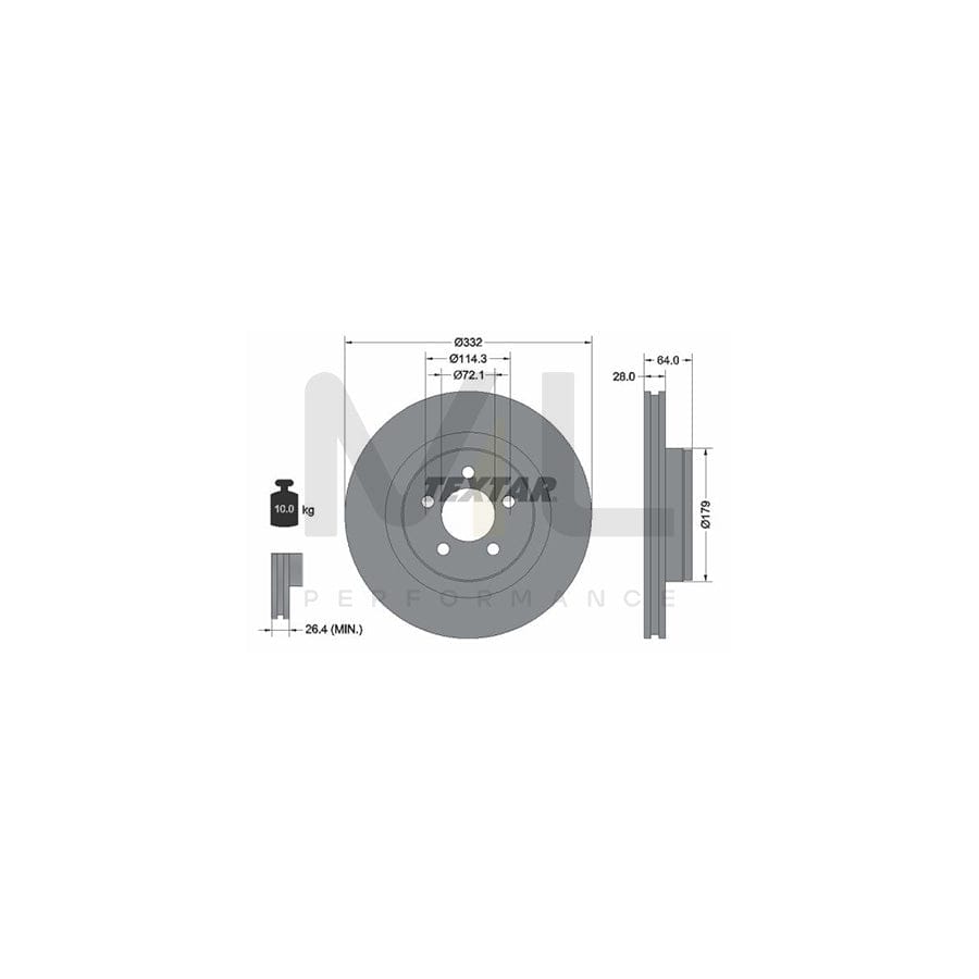 TEXTAR PRO 92287303 Brake Disc Externally Vented, Coated, without wheel hub, without wheel studs | ML Performance Car Parts