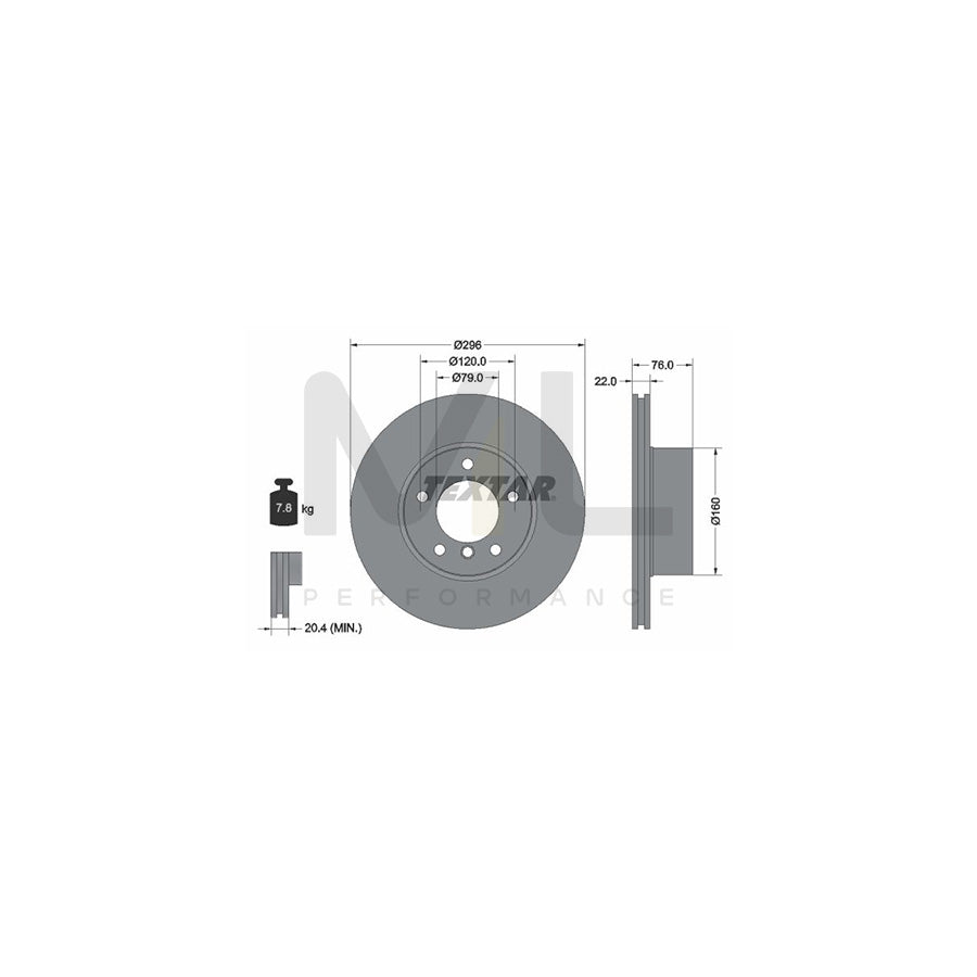 TEXTAR 92075000 Brake Disc for BMW 5 Series Internally Vented, without wheel hub, without wheel studs | ML Performance Car Parts