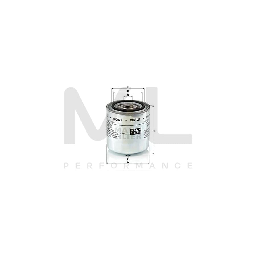 MANN-FILTER WK 921 Fuel filter Spin-on Filter | ML Performance Car Parts