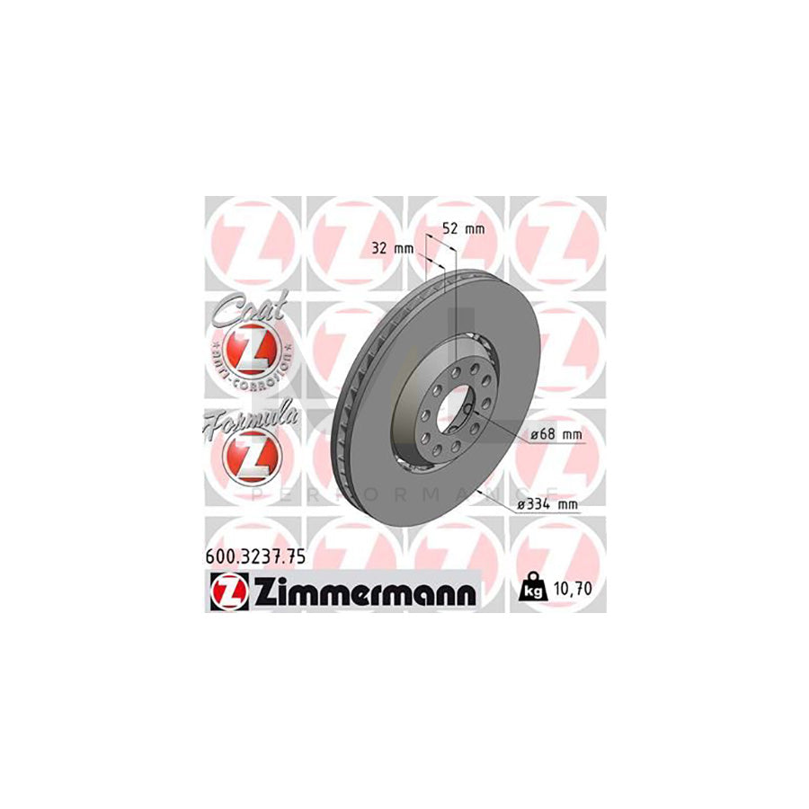 ZIMMERMANN FORMULA Z COAT Z 600.3237.75 Brake Disc for VW PASSAT Two-piece brake disc, Vented, Coated, Alloyed / High-carbon | ML Performance Car Parts