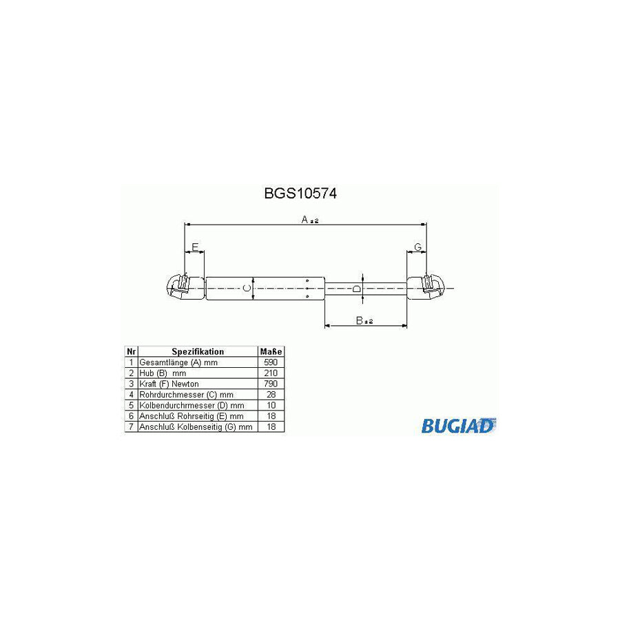 Bugiad BGS10574 Tailgate Strut