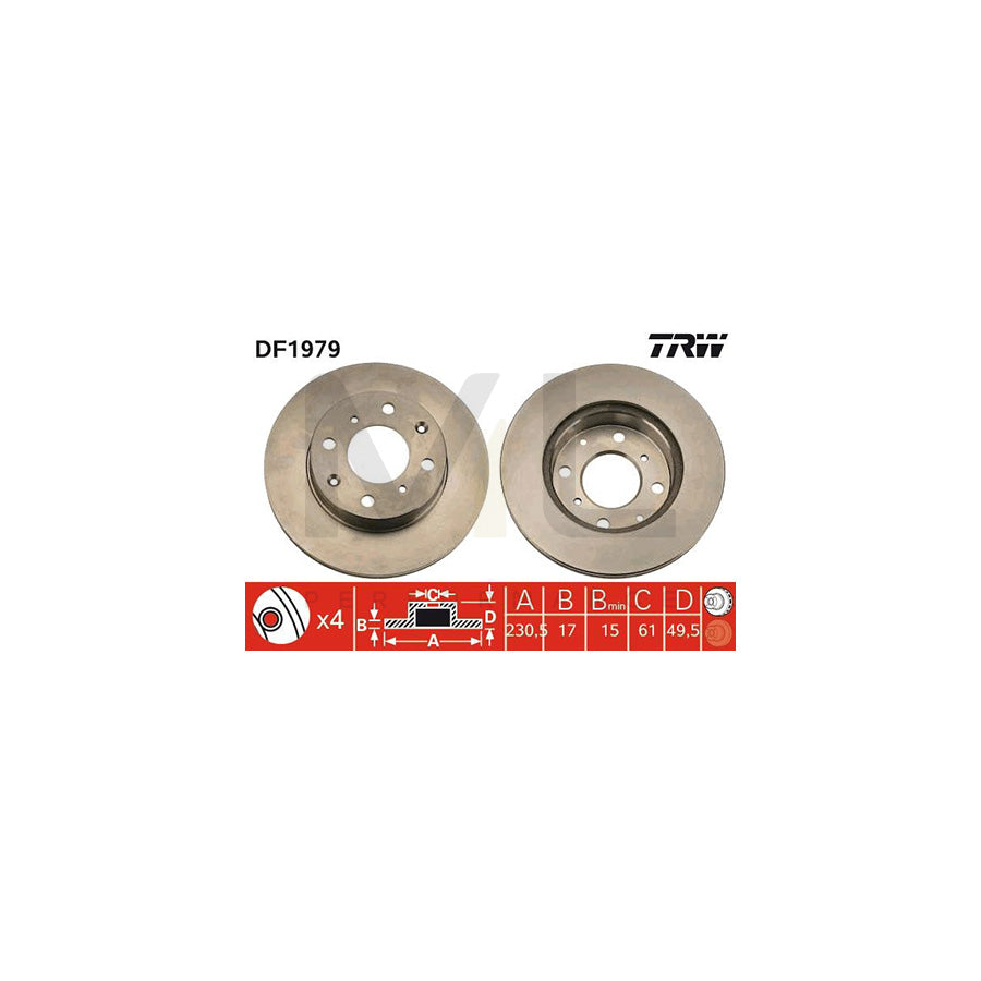 TRW DF1979 Brake Disc Vented | ML Performance Car Parts