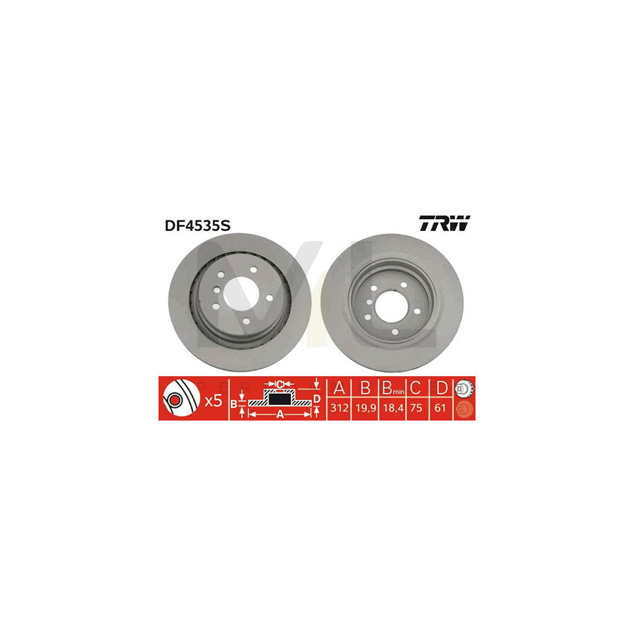 TRW DF4535S Brake Disc Vented, Painted | ML Performance Car Parts